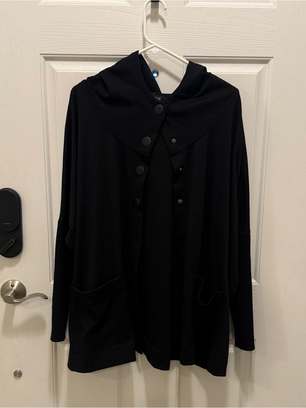 Catherine Malandrino Black Hooded Button-Front Cardigan